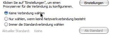 Internet Explorer: Keine Verbindung wählen