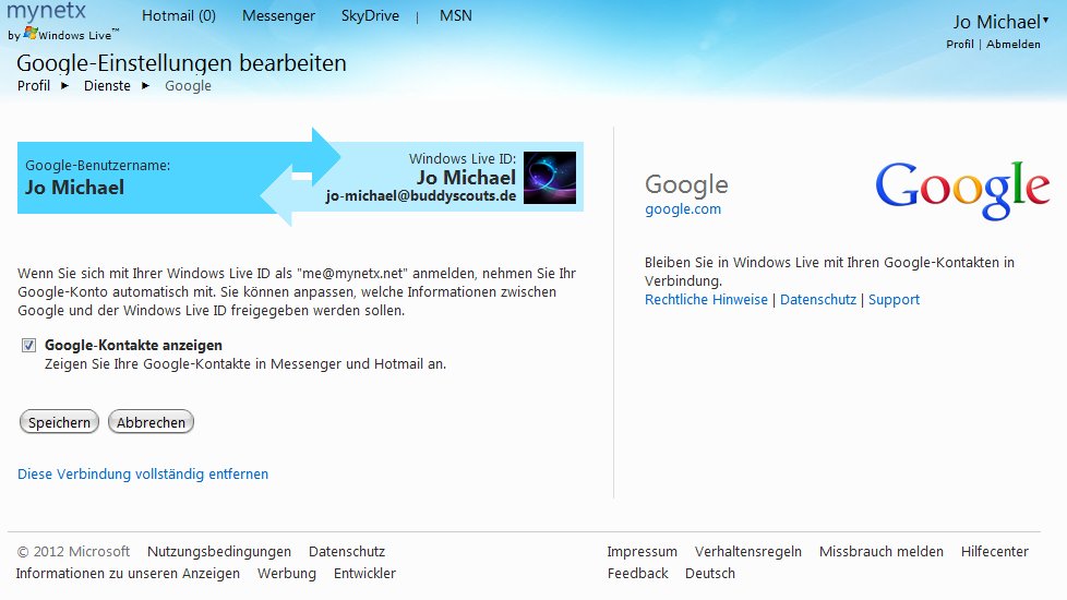 Google-Konto mit Windows Live verknüpfen